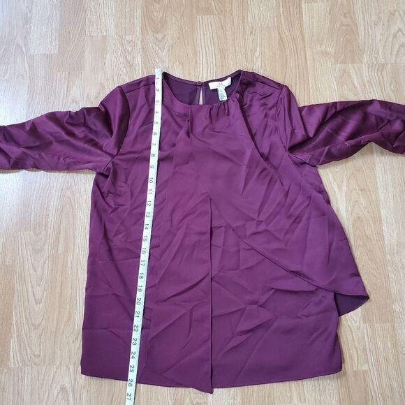 NEW! H Halston Long Sleeve Scarf Detail Blouse Top - size XS in Port Royale. - Picture 7 of 10